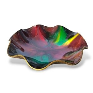 Vintage Seetusee by Mayfair M69 Art Glass Bowl — Leather Back | Made in Canada